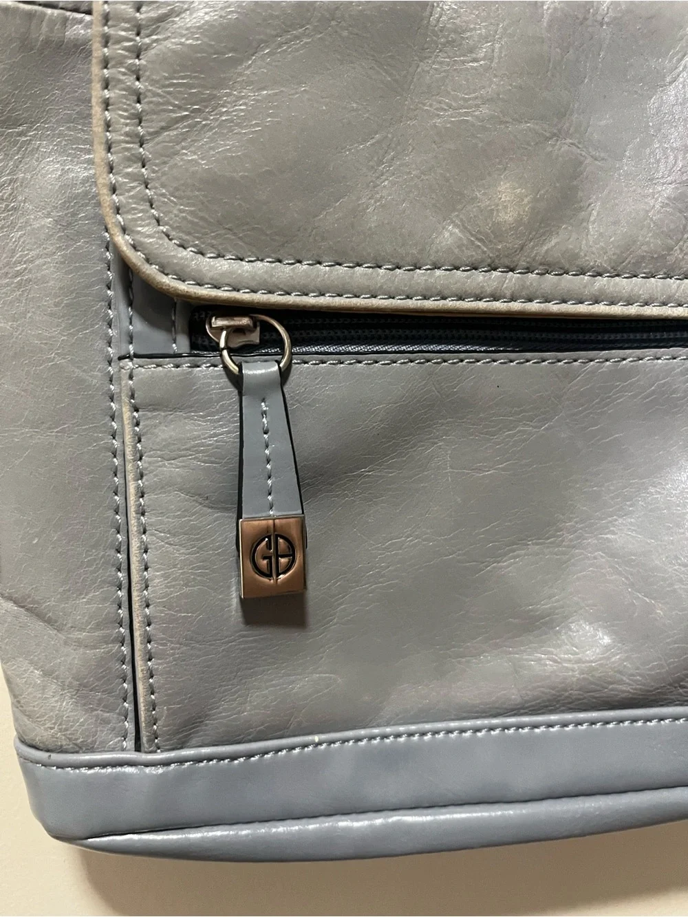 GUC Giani Bernini Leather Crossbody Bag Gray Blue